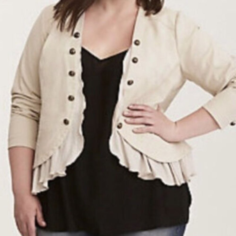 NWT - Torrid - Size 3 - Beige Taupe TWILL PEPLUM MILITARY JACKET